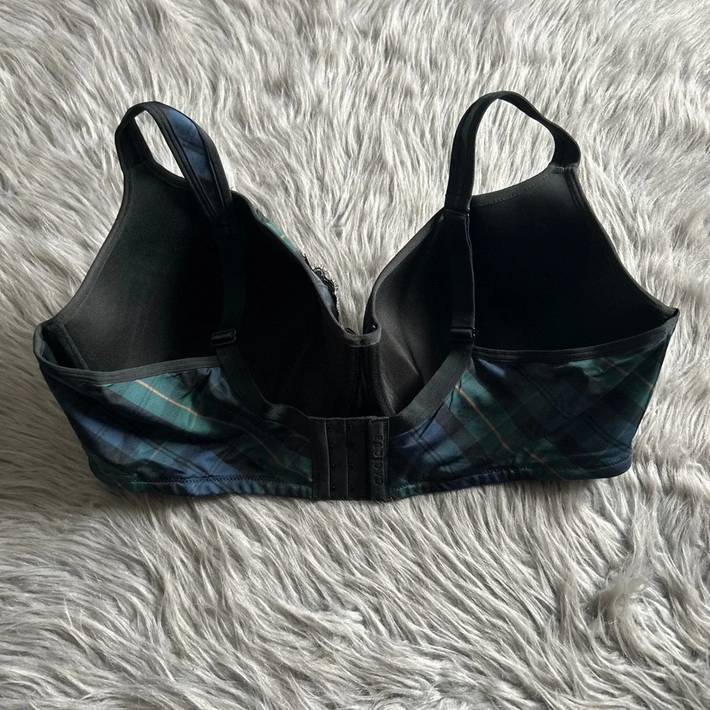 Cacique Smooth Balconette Bra Women Size 44DDD Green Black Floral Lace Underwire